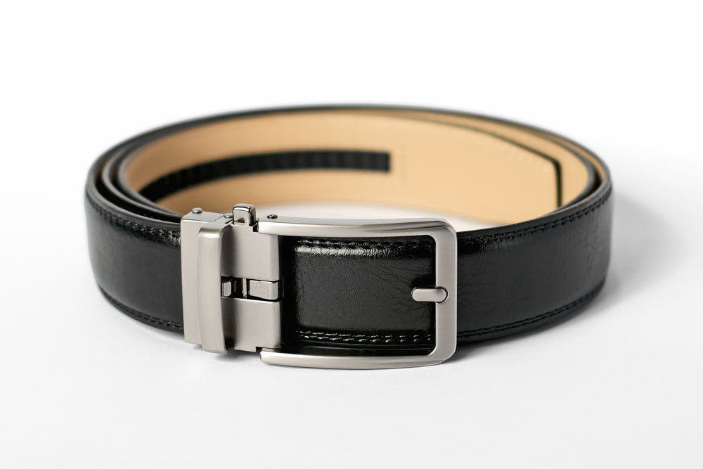 Black Leather Strap with Matte Metal Buckle Giftbox Set