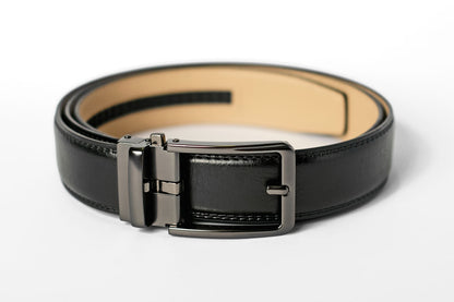 Black Leather Strap with Glossy Anthracite Buckle Giftbox Set