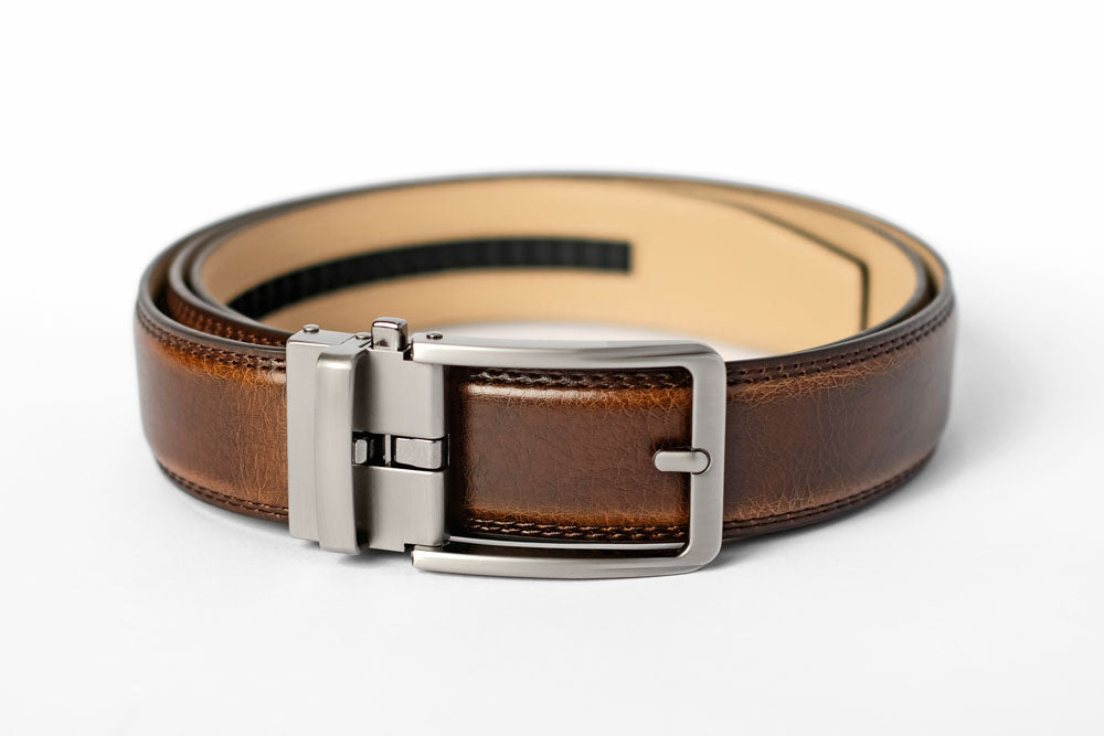 Dark Brown Leather Strap with Matte Metal Buckle Giftbox Set