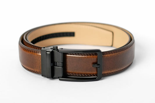 Dark Brown Leather Strap with Matte Black Buckle Giftbox Set