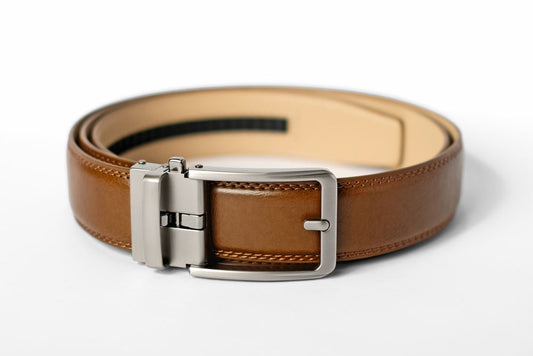 Brown Leather Strap with Matte Metal Buckle Giftbox Set