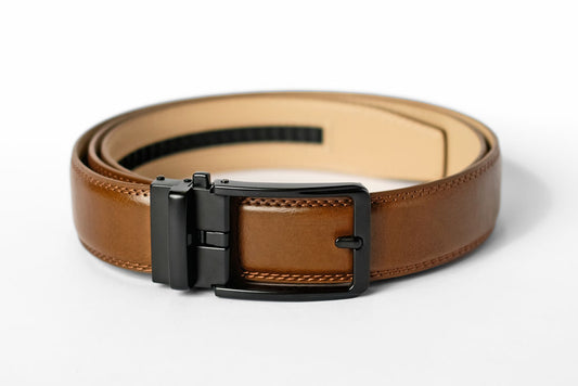 Brown Leather Strap with Matte Black Buckle Giftbox Set