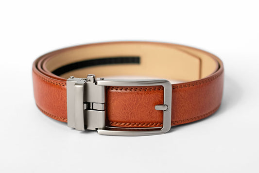 Cognac Leather Strap with Matte Metal Buckle Giftbox Set