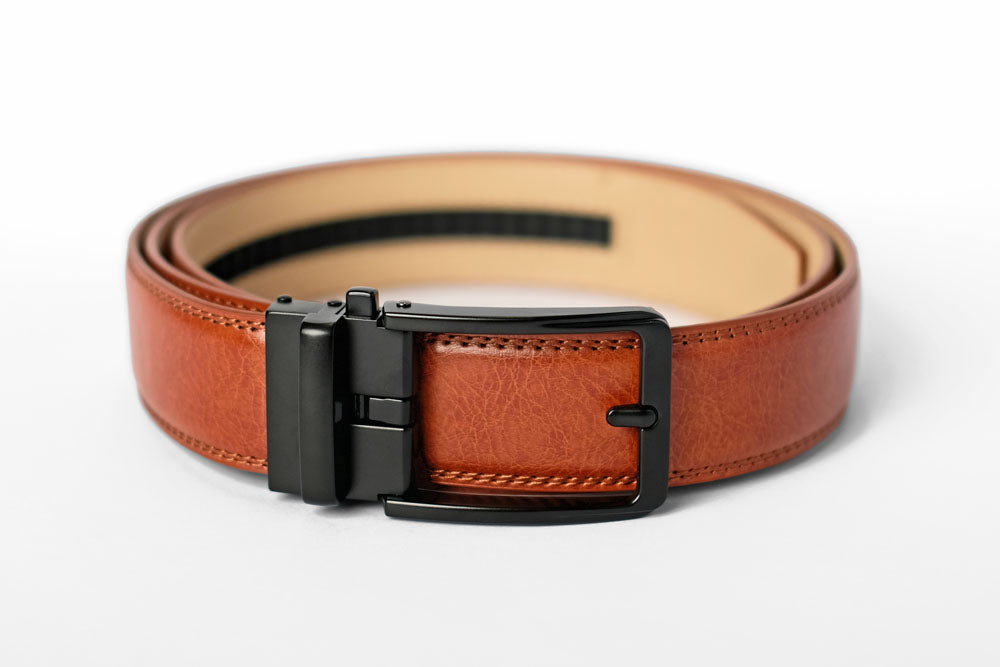 Cognac Leather Strap with Matte Black Buckle Giftbox Set